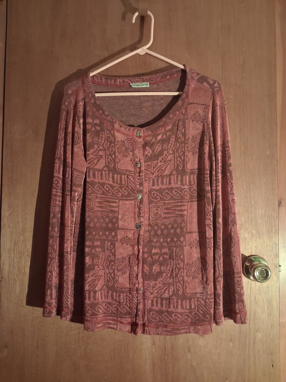 Notations Rust Pink Patterned Button-Down Top